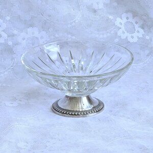 MAYFLOWER Sterling Silver Weighted Glass Starburst Compote Candy Nut Dish